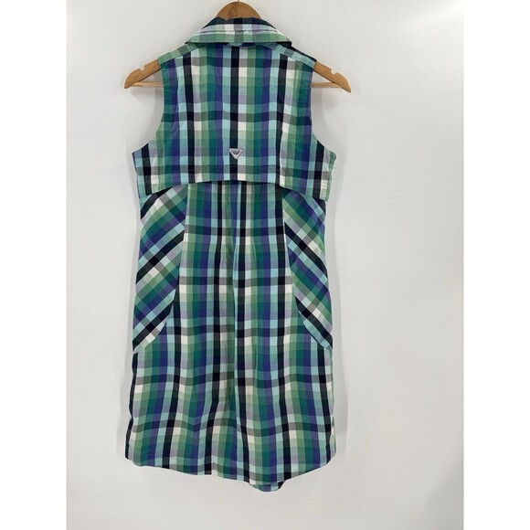Columbia Super Bonehead PFG Dress MEDIUM Plaid Sleeveless 1/2 Button Down - Picture 10 of 16